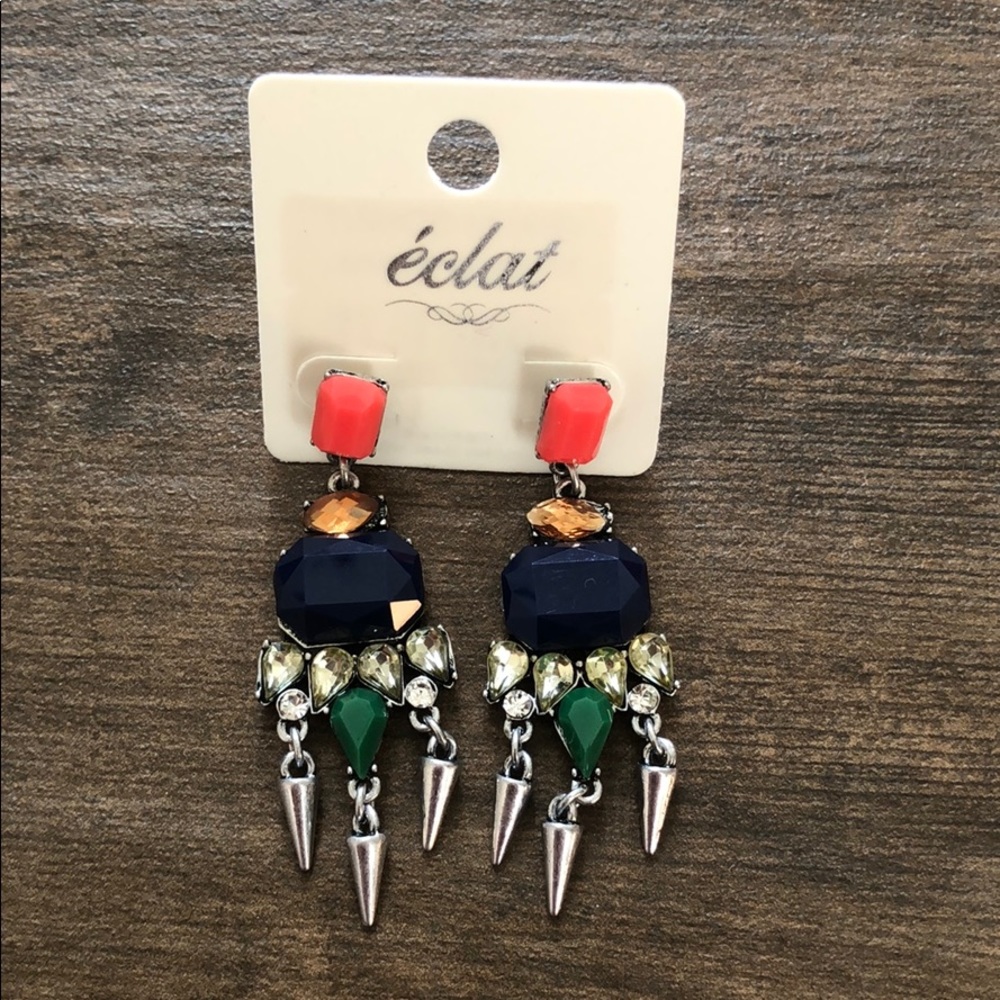 Navy Multicolor Drop Earrings